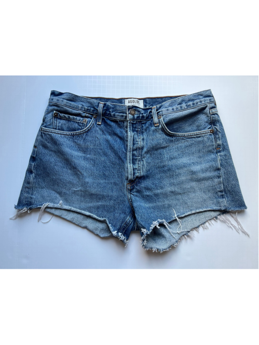Agolde Parker Cutoff Denim Jean Short Medium Blue 30
